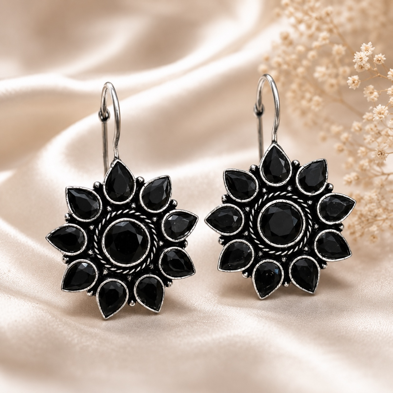 Hina Brass Studs - Black