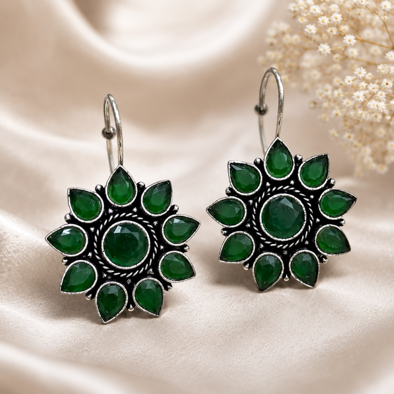 Hina Brass Studs - Green