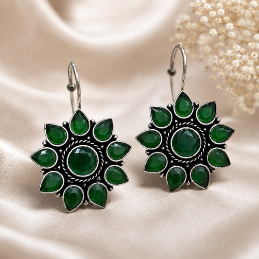 Hina Brass Studs - Green