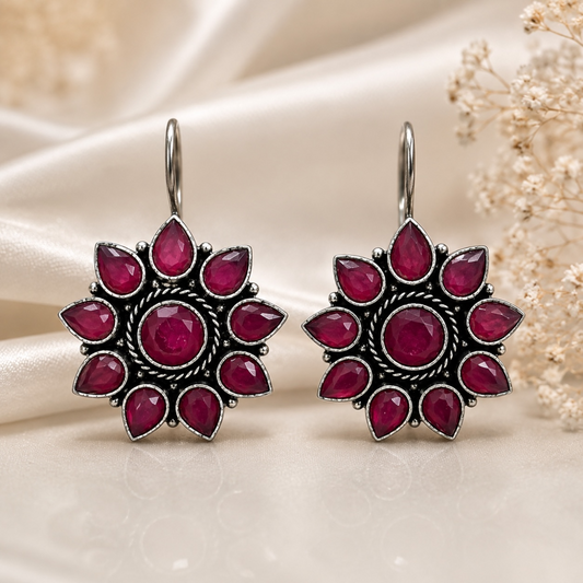 Hina Brass Studs - Ruby