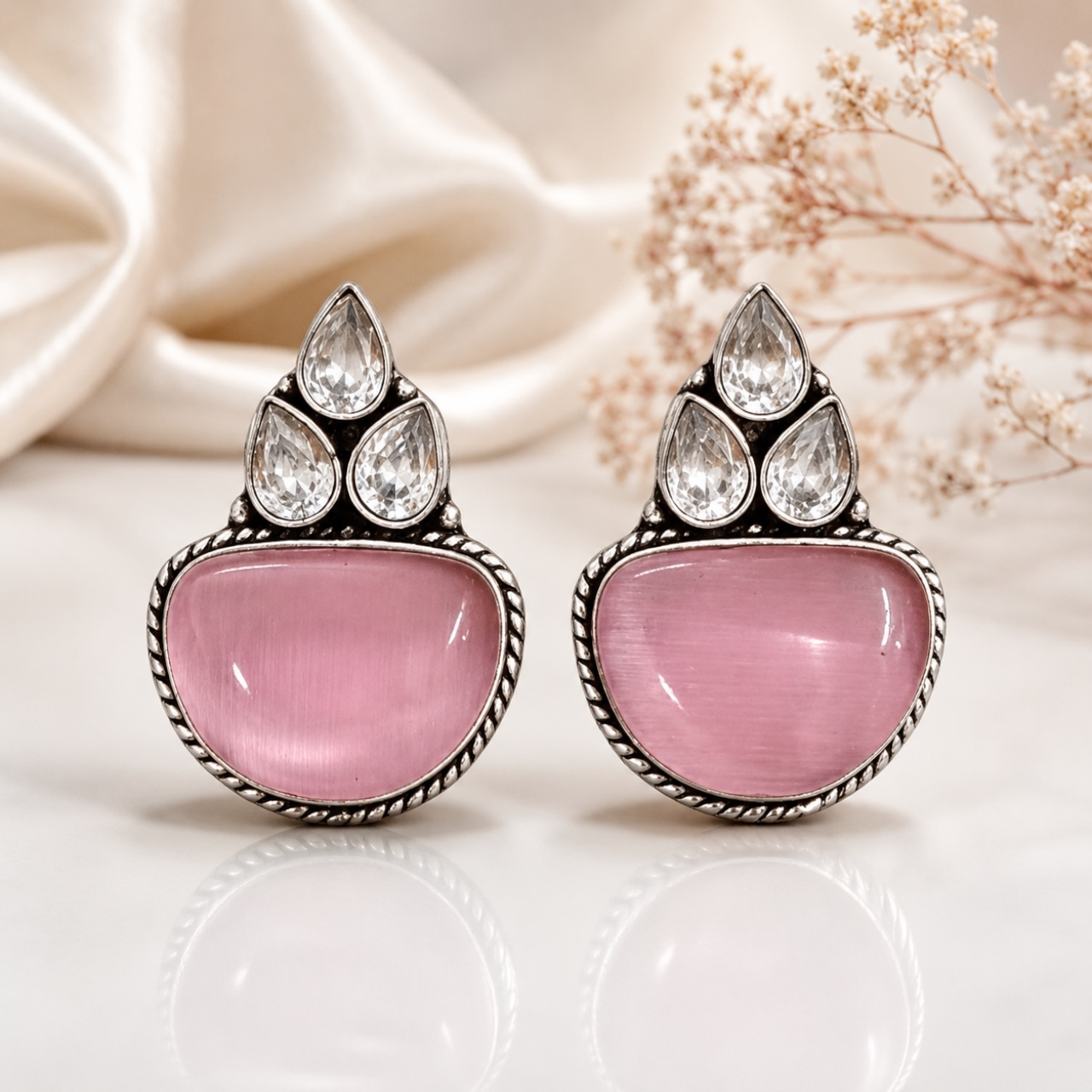 Hemu Brass Studs - Pink