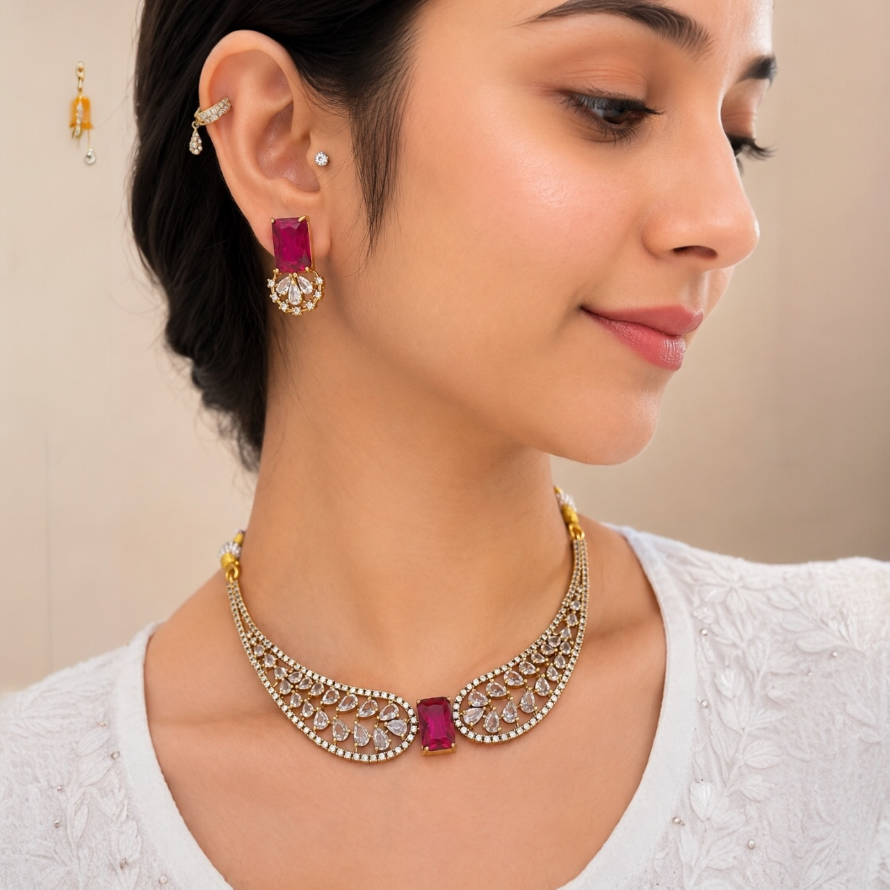 Ruhi Ad Hasli Necklace - Pink