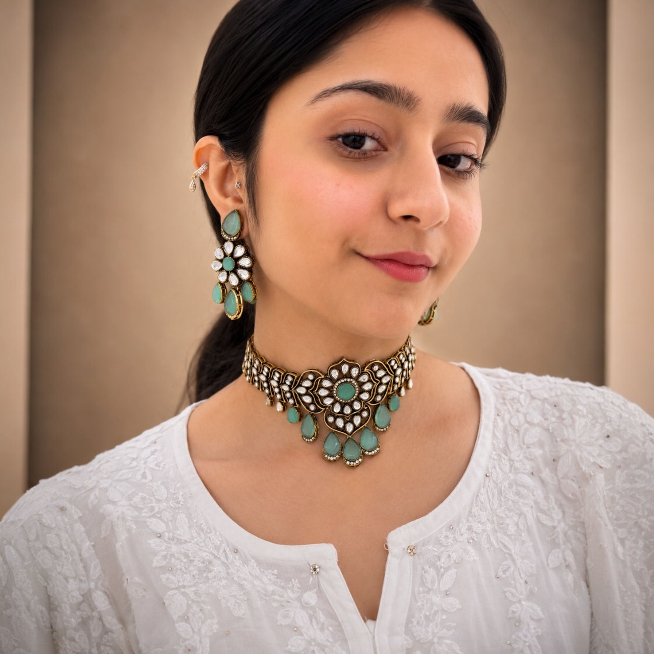 Zara Moissanite Choker - Mint